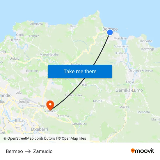 Bermeo to Zamudio map