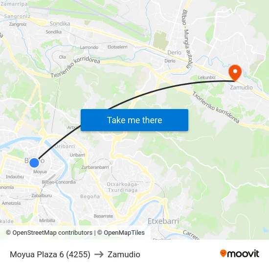 Moyua Plaza 6 (4255) to Zamudio map