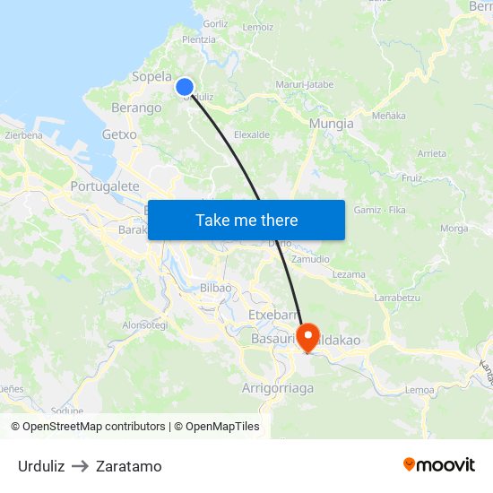 Urduliz to Zaratamo map