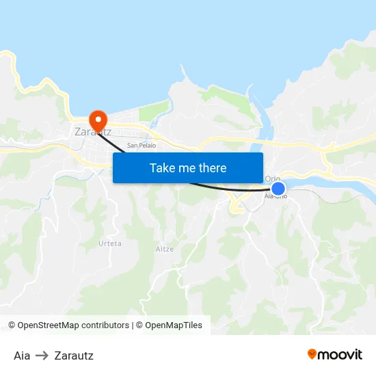 Aia to Zarautz map