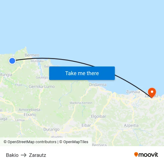 Bakio to Zarautz map