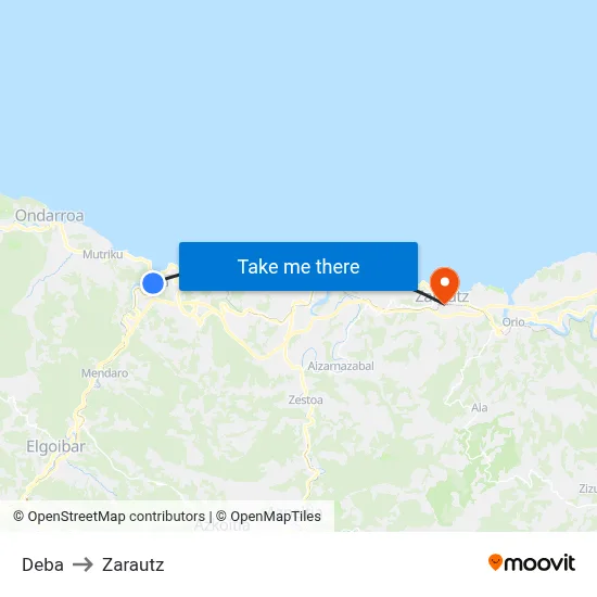 Deba to Zarautz map