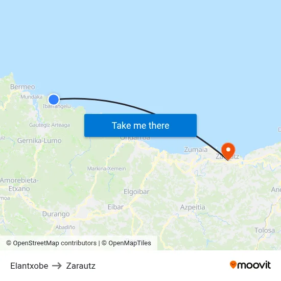 Elantxobe to Zarautz map