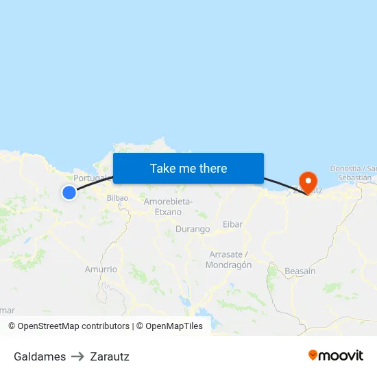 Galdames to Zarautz map