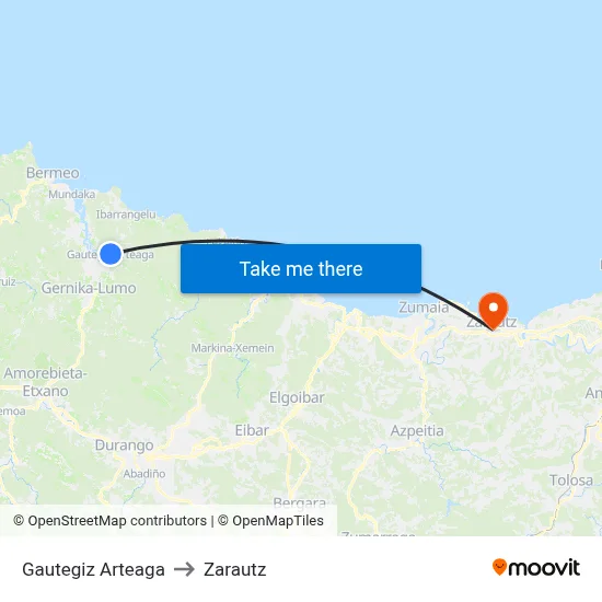 Gautegiz Arteaga to Zarautz map