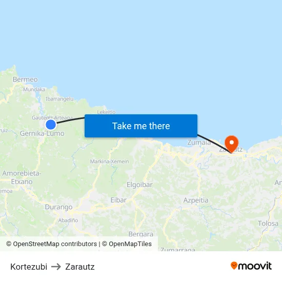 Kortezubi to Zarautz map