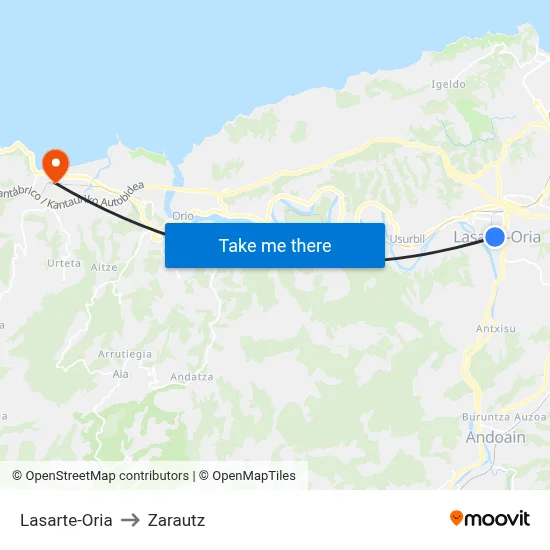 Lasarte-Oria to Zarautz map