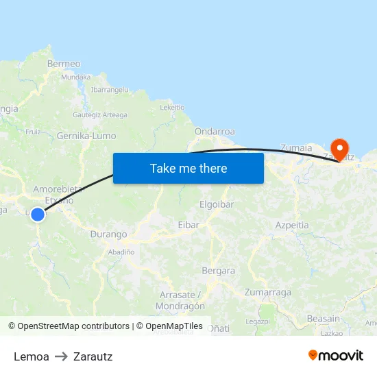 Lemoa to Zarautz map