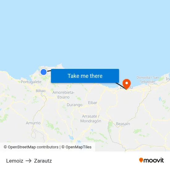 Lemoiz to Zarautz map