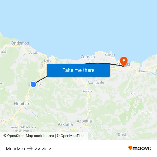 Mendaro to Zarautz map