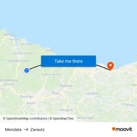 Mendata to Zarautz map