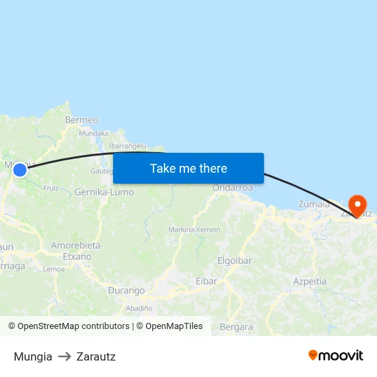 Mungia to Zarautz map