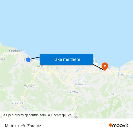 Mutriku to Zarautz map