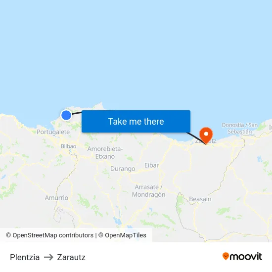 Plentzia to Zarautz map