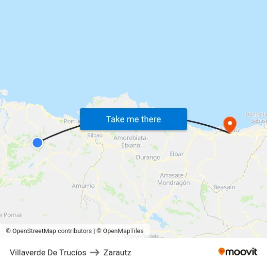 Villaverde De Trucíos to Zarautz map