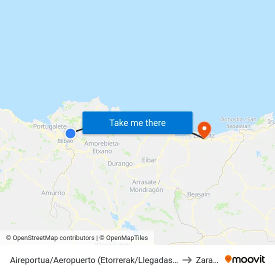 Aireportua/Aeropuerto (Etorrerak/Llegadas) (1003) to Zarautz map