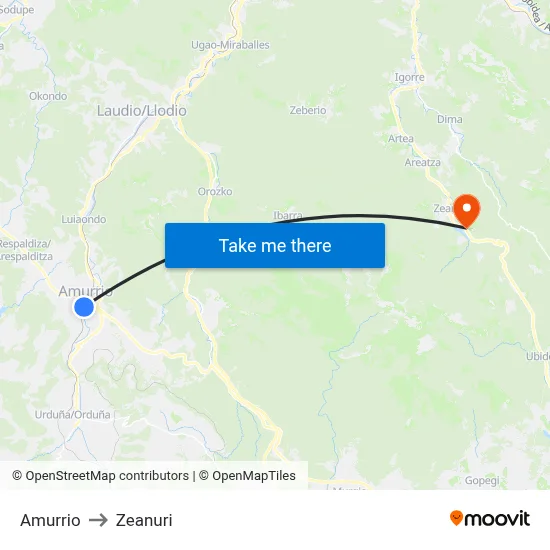 Amurrio to Zeanuri map