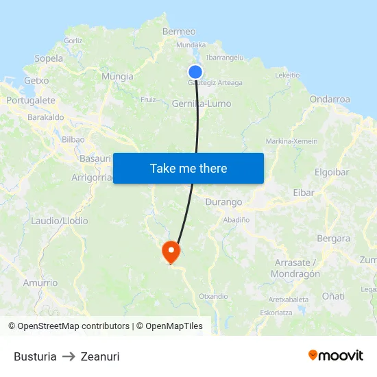 Busturia to Zeanuri map