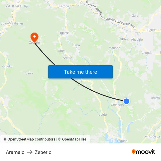 Aramaio to Zeberio map