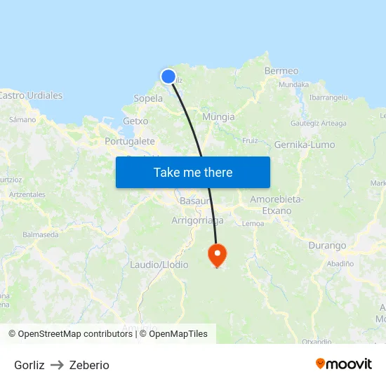 Gorliz to Zeberio map