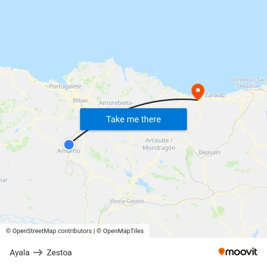 Ayala to Zestoa map