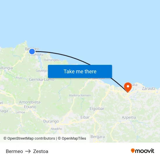 Bermeo to Zestoa map