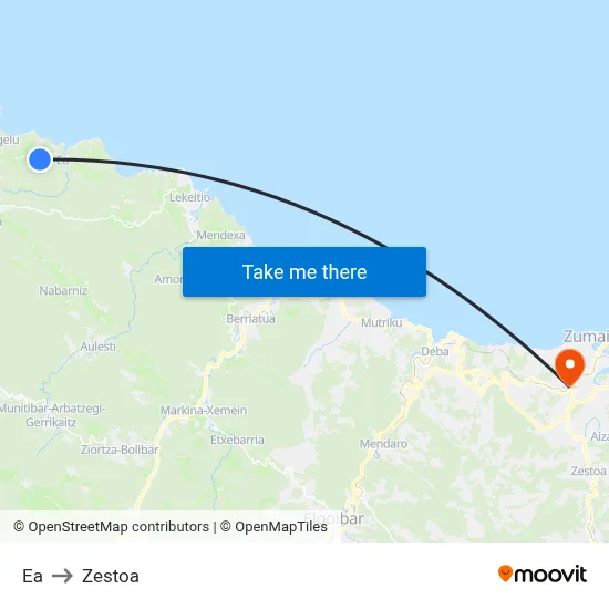 Ea to Zestoa map
