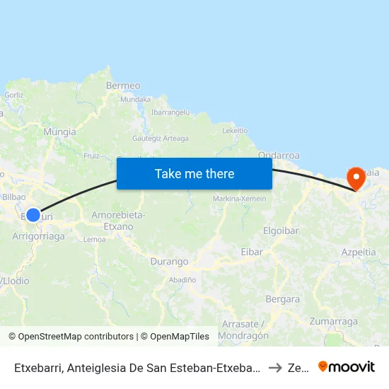 Etxebarri, Anteiglesia De San Esteban-Etxebarri Doneztebeko Elizatea to Zestoa map