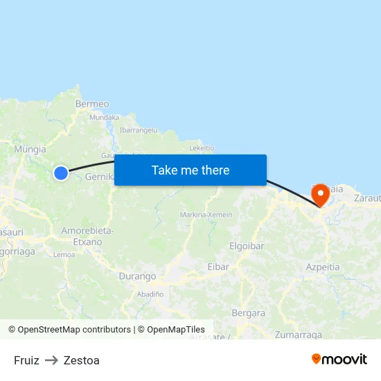 Fruiz to Zestoa map