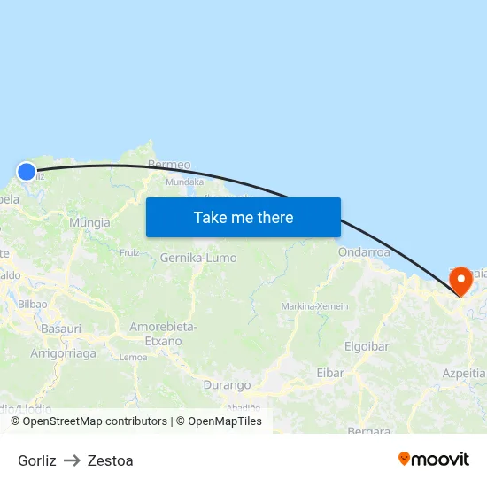 Gorliz to Zestoa map