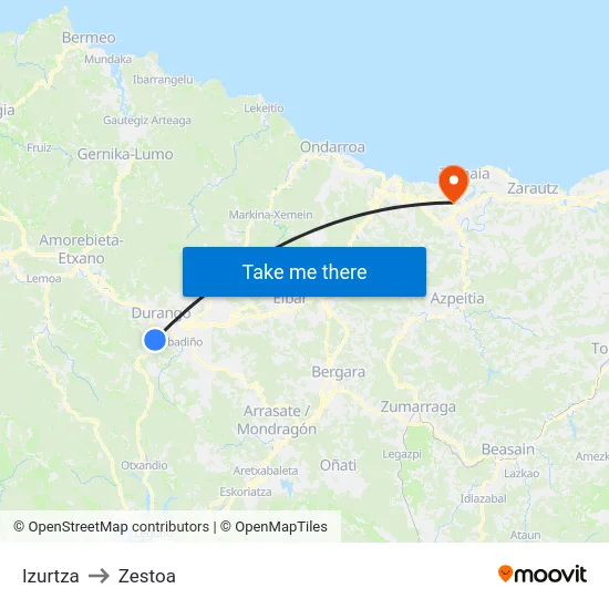 Izurtza to Zestoa map
