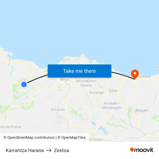 Karrantza Harana to Zestoa map