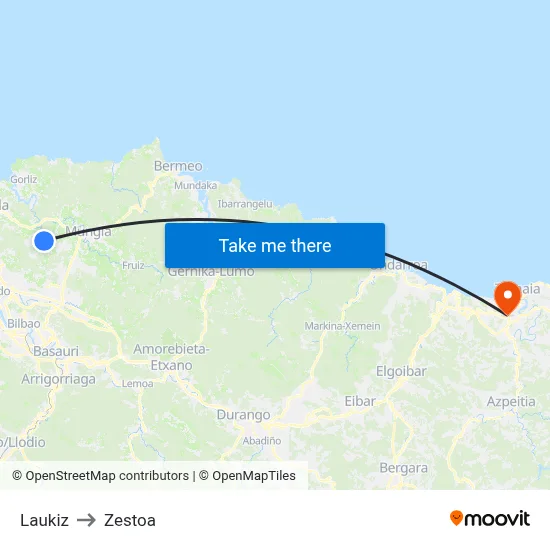 Laukiz to Zestoa map