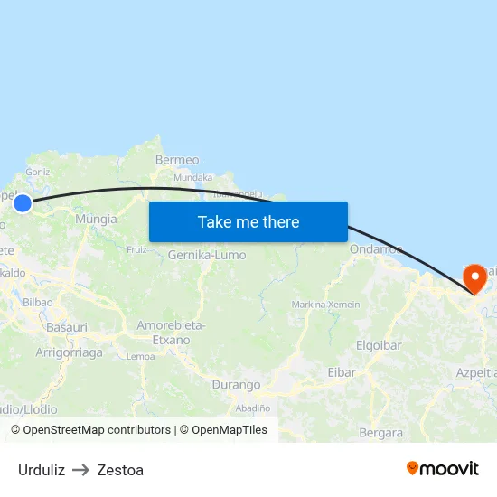 Urduliz to Zestoa map