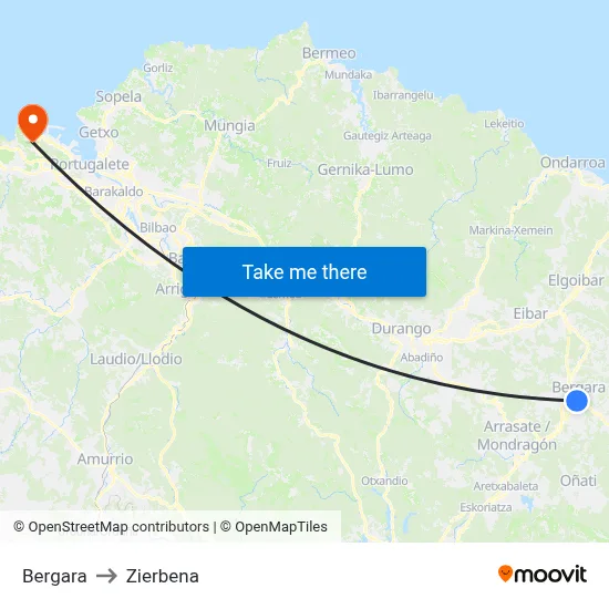 Bergara to Zierbena map