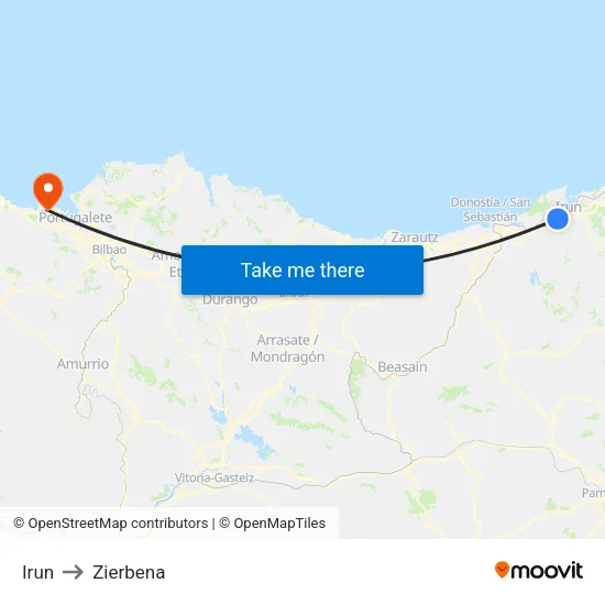 Irun to Zierbena map