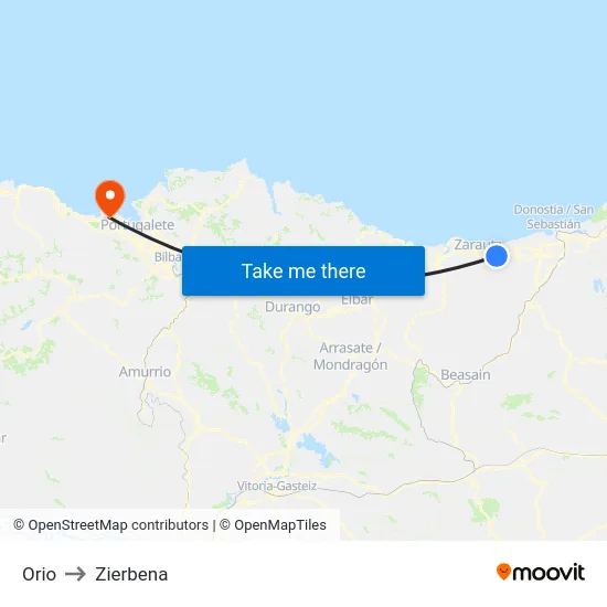 Orio to Zierbena map