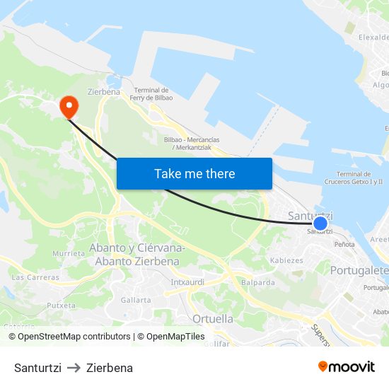 Santurtzi to Zierbena map