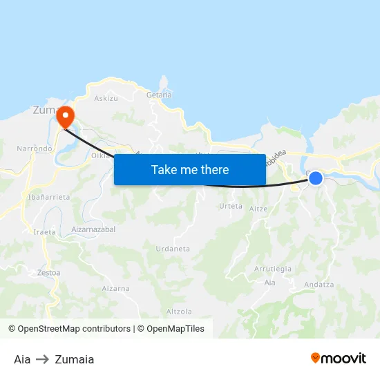 Aia to Zumaia map