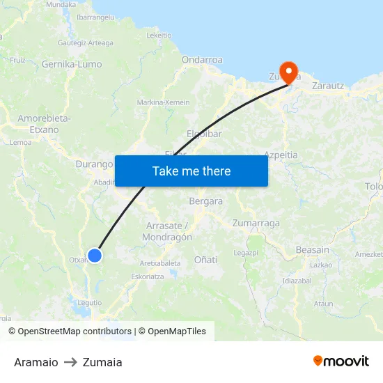 Aramaio to Zumaia map