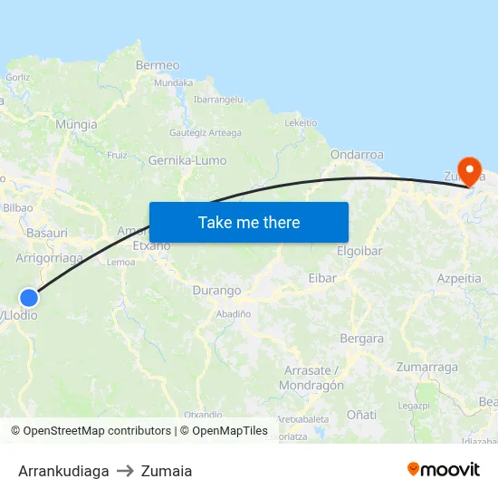 Arrankudiaga to Zumaia map