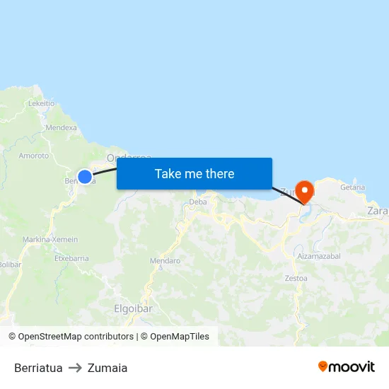 Berriatua to Zumaia map