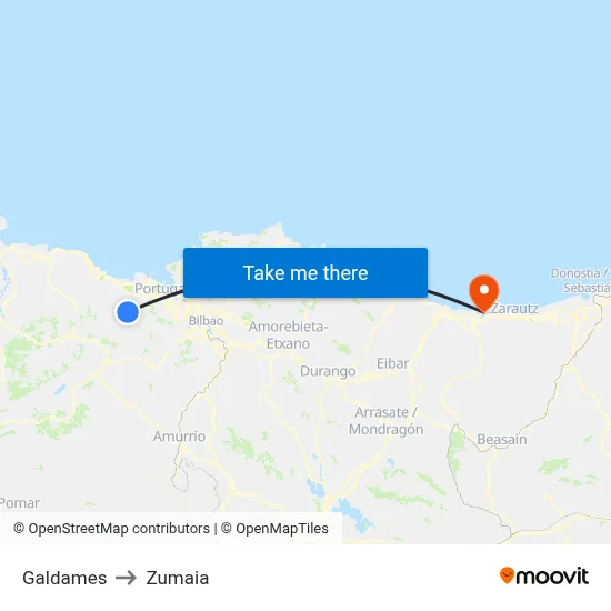 Galdames to Zumaia map