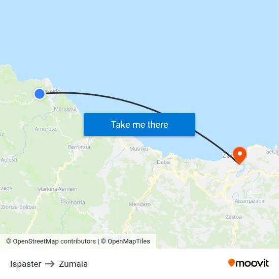 Ispaster to Zumaia map
