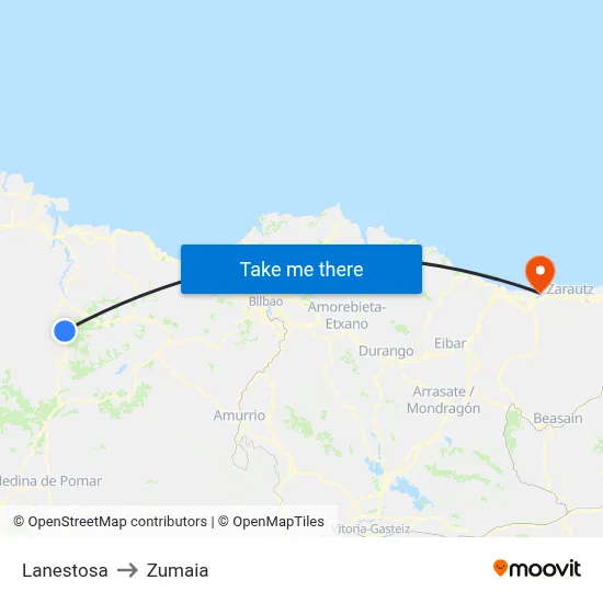 Lanestosa to Zumaia map