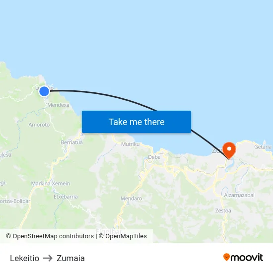 Lekeitio to Zumaia map
