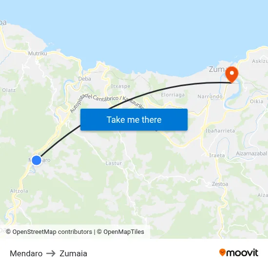 Mendaro to Zumaia map