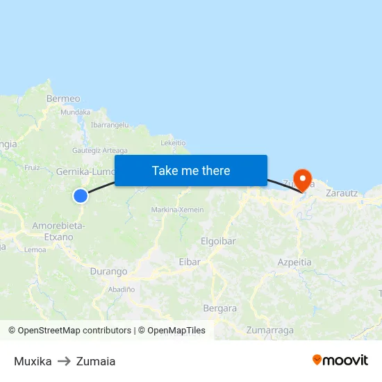 Muxika to Zumaia map