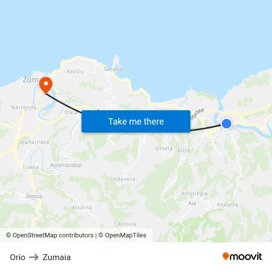 Orio to Zumaia map