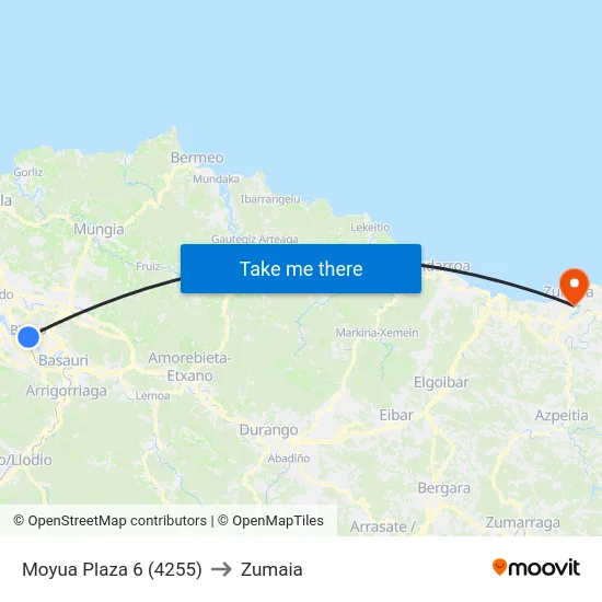 Moyua Plaza 6 (4255) to Zumaia map